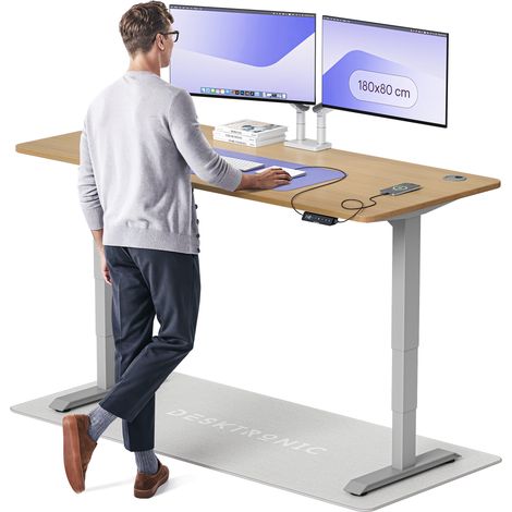 Desktronic Bureau assis debout HomePro - 180x80cm - Chêne/Gris