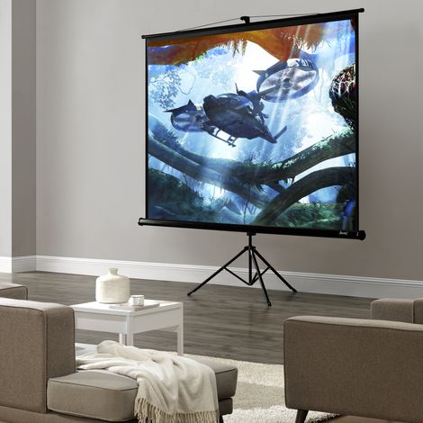 Pantalla para proyector - Trípode - 290 x 216 x 65 cm - Ajustable - para HD y 3D Blanco y Negro [in.tec] (1/5)