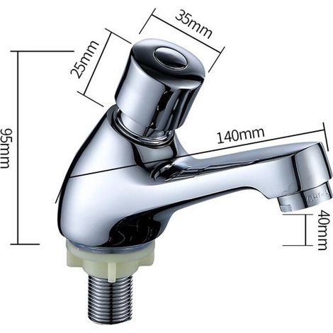 VURAHOME - Robinet Temporisé Lave Main Lavabo Robinet Chromé Automatique Robinet D'économie Fermeture D'eau Robinet pour Cuisine Salle de Bain Lave-main WC (1/4)