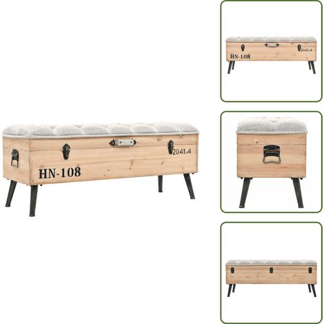Sitzbank mit Stauraum 110 cm Massivholz Tanne - Aufbewahrungsbank - Vintage Möbel - Holzbank - Sitzbank Mit Stauraum - Wohnzimmerbank (1/5)