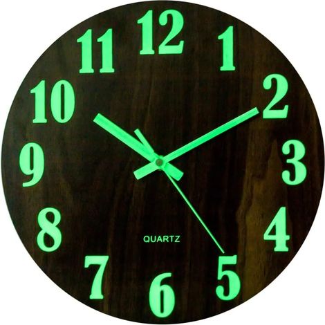 Reloj de pared luminoso, decoración moderna, reloj de pared colgante silencioso, gran dial de 30 cm (1/4)