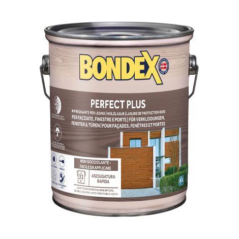 BONDEX PERFECT PLUS impregnante per legno esterno noce chiaro 2,5 lt (1/5)