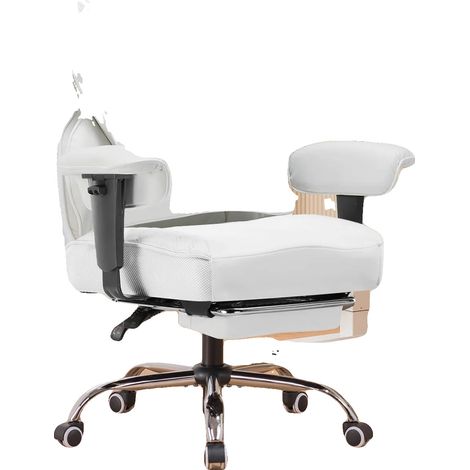 Chaise de jeu, design ergonomique, accoudoirs réglables, Blanc (1/2)