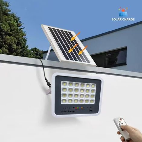 Projecteurs solaires (100 W - 216 LED - Lumière blanche) s'allument automatiquement la nuit, spots de jardin solaires étanches IP67, appliques murales d'éclairage de secours (1/5)