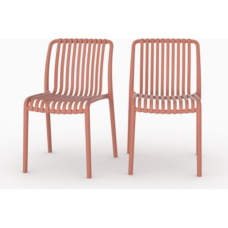 Lot de 2 chaises de jardin empilables en plastique terracotta - Duli