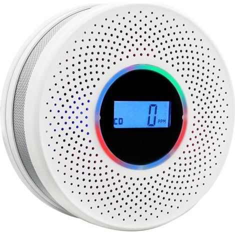 Détecteur de fumée et de CO Longziming 2-en-1 - Écran LCD - Haute précision - Faible consommation d'énergie - Détecteur de fumée et de monoxyde de carbone - pour la maison, la route ou le camping-car (1/5)
