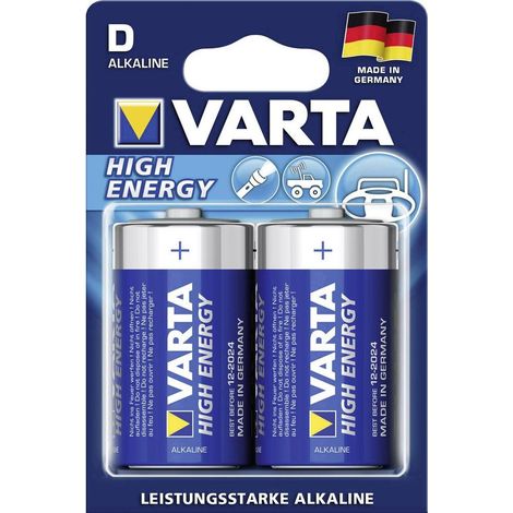 Blister 2 batterie torcia VARTA high energy alcalina LR20 1,5V