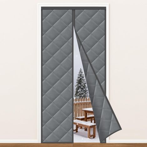 Rideau de Porte Thermique Isolé Magnétique 90 x 210 cm - Anti-Froid, Coupe-Vent et Imperméable Sans Perçage - Gris Foncé (1/5)
