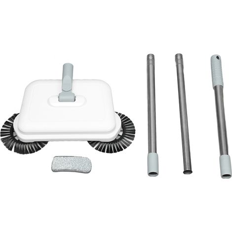 Ortviai Balai manuel 2-en-1 balayage + essuyage, tête pivotante à 360°, silencieux, pour sols durs (bois/carrelage)