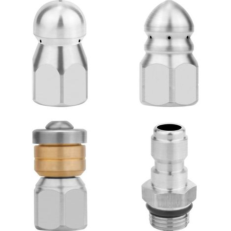 3x Buse de Nettoyage d'Égoutavec Bec à Bouton Rotatif Rapide Jusqu'à 5000 PSI, Kit Debuse Haute Pression 1/4 en Acier Inoxydable pour Nettoyeur Haute Pression, (1/5)