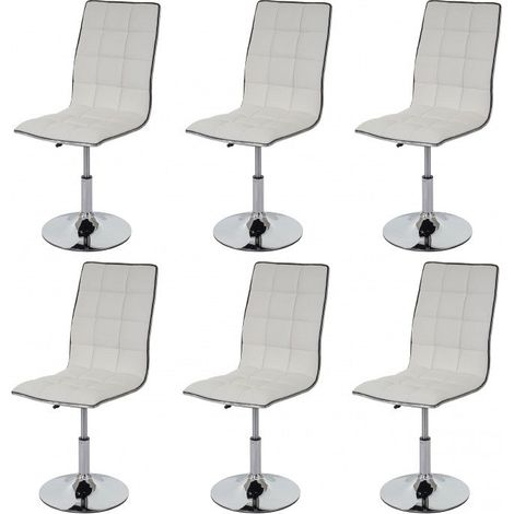 Lot de 6 chaises de salle à manger hauteur réglable en synthétique blanc CDS04278 (1/5)