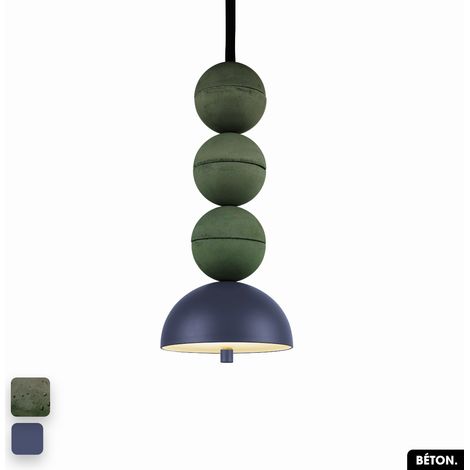 Lampe de suspension en béton - BOSFOR CONCRETE ASPERGE - INDIGO 3 BALLES LED 14W (1/2)