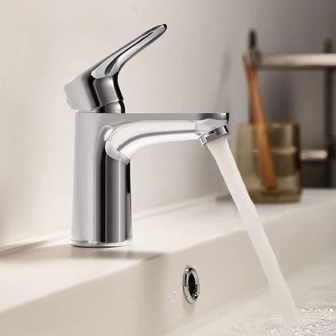 1 Mitigeur lavabo,Acier inoxydable,Commande unique,Salle de bain,Moderne (1/4)
