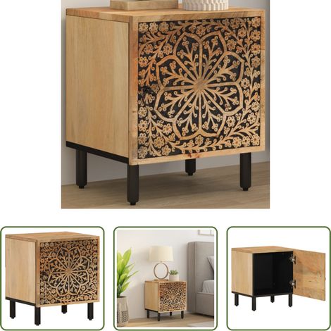 Bois de manguier -  Table de chevet 40x33x46 cm Bois de manguier solide (1/5)