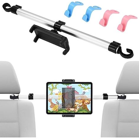 Support métallique pour tablette, anti-vibrations avec 4 crochets, fixe-siège auto, universel réglable pour tablettes 4.5-13 pouces, iPad Mini Air Pro 12.9 11, Switch (1/4)