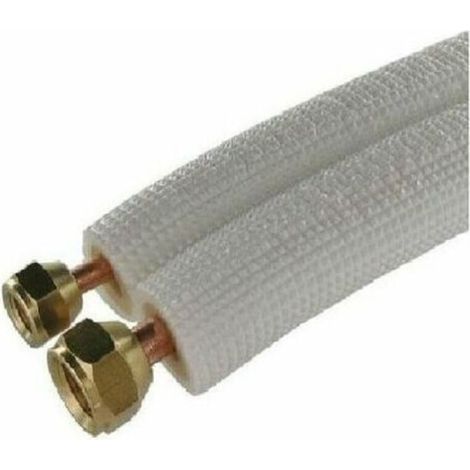 Liaison bi tube frigorifique M1 3m – Raccords prêts montés 1/4 et 3/8 – Tube cuivre 6 et 10 mm – Compatible R22. R407C. R410A. R507A