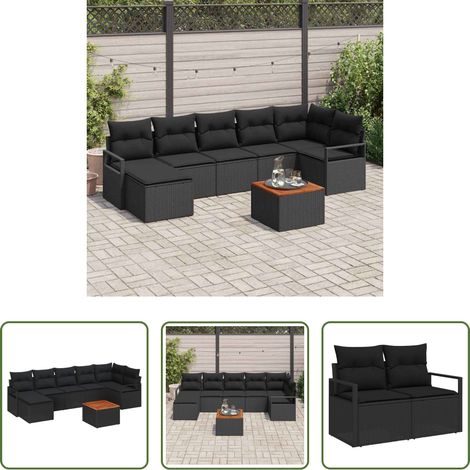 vidaXL Modulares Sofa - Gartensofa-set mit Speicher 8 pcs Schwarz Poly-Rattan (1/5)