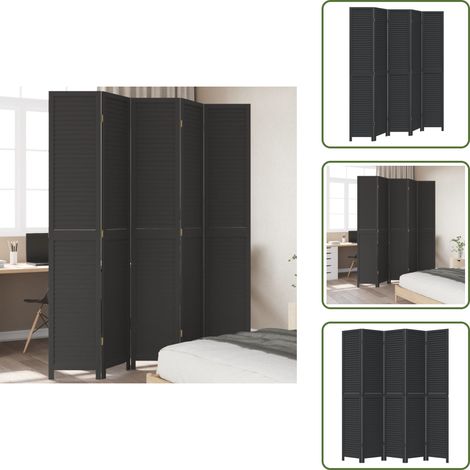 Divisore per camera da letto - vidaXL Divisorio Ambienti 5 Pannelli Nero Legno Massello di Paulownia - Divisore per soggiorno