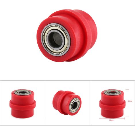 Poulie Tendeur Chaîne 10mm Roue Guide Rouleau pour Moto Roadster ATV Quad Rouge (1/4)