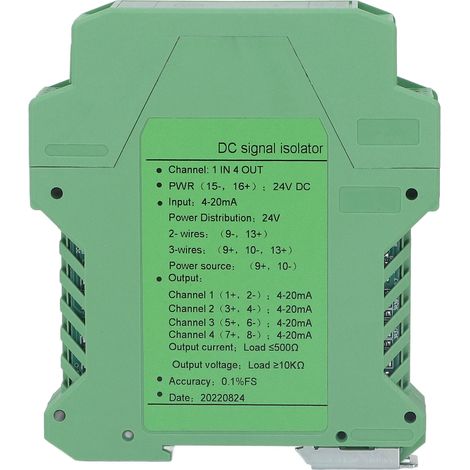 Isolateur de signal de courant continu 1 entrée 4 sorties, conditionneur de transmetteur PLC pour carte circuit 4-20mA (1/5)