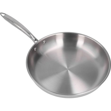 Bratpfanne aus Edelstahl 304, 3-lagig, genietet, ergonomischer Griff, schnelle und gleichmäßige Hitzeverteilung zum Kochen von Omeletts und Gemüse (1/5)