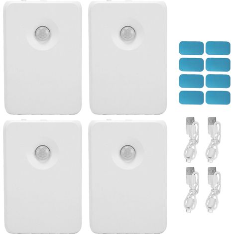 Lampe d'escalier intérieure, 4 pièces, 7 couleurs, capteur de mouvement Rechargeable, nuit, pour salle de bain, couloir, cuisine, garde-robe, chambre à coucher (1/5)