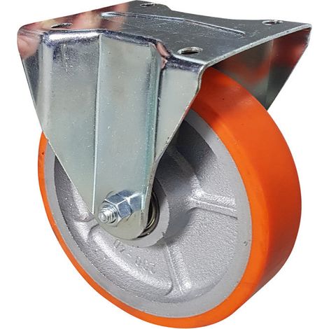 Roue en fonte Kunned dans le polyuréthane avec plaque en acier fixe Ø125 mm