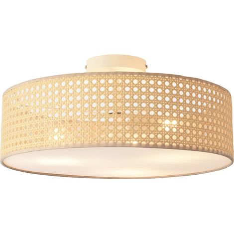 Plafonnier 3 x E27 blanc aspect rotin (1/5)