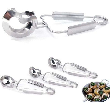 4Pièces en Acier Inoxydable Escargot Escargot Pinces Fourchettes Escargot Clips Cuisine Nourriture Pinces Servant Pince Mini Pinces de Cuisine Nettoyage Facile,pour La Maison Restaurant Hôtel,Durable- (1/4)