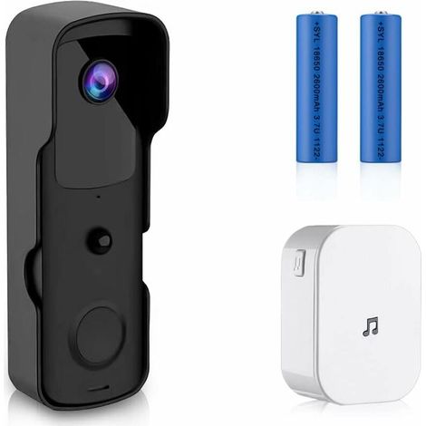 Sonnette caméra sans fil HD 1080p – Vision nocturne infrarouge – Détection de mouvement PIR – Communication bidirectionnelle – IP54