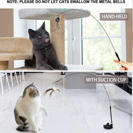 Jouet en plumes pour chats, jouet pour chat, canne à pêche rétractable, interaction chat et chaton d'intérieur TRIMEC (1/3)