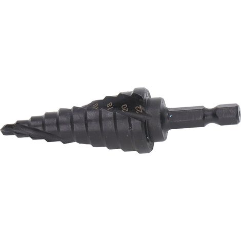 Mèche à étages HSS pour métal, 10 tailles (4-22mm), queue hexagonale, alésoir en spirale noir (1/5)