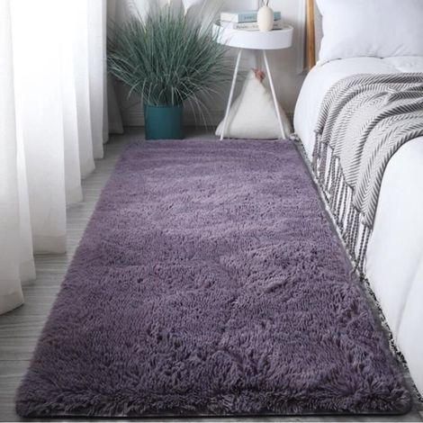 Tapis - Gris Violet - 80 x 160 cm - Rectangulaire - Synthétique - Antidérapant - Pour Salon Chambre Bureau Balcon - 1 Pièce (1/3)