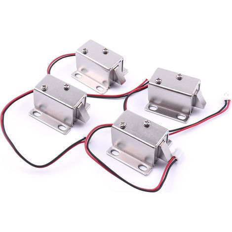 ATOPLEE 4 mini serrature elettromagnetiche a solenoide DC 12 V per cassetto, armadietto, 27 x 29 x 18 mm (1/4)
