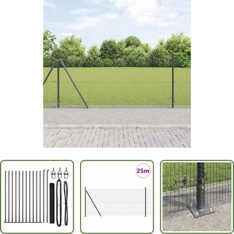 vidaXL Clôture moderne - Poteau de clôture. Gris 25 x 1 m (maille 16 x 16 mm) Acier (1/5)