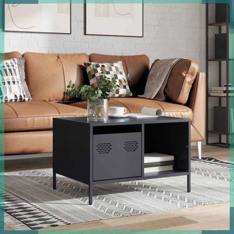 851282 Table basse anthracite 68,5x50x43,5 cm acier laminé à froid (1/5)