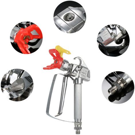 Pistolet de peinture à airless haute pression (3600 PSI), avec pulvérisateur à pompe et buses et tête de pulvérisation, buses de taille 517