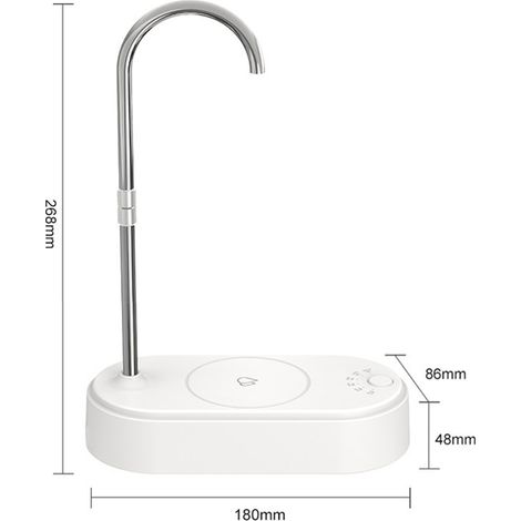 Distributeur d'eau de bureau rechargeable USB avec pompe pour bouteilles de 5 gallons, adapté aux foyers et bureaux, en ABS et acier inoxydable (blanc/noir). (1/4)