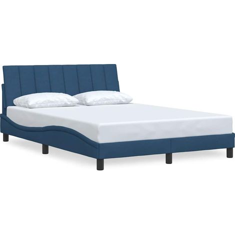 Lit double,Lit adulte,Cadre de lit sans matelas Hanko bleu 140x190 cm tissu CFW5431221 (1/5)
