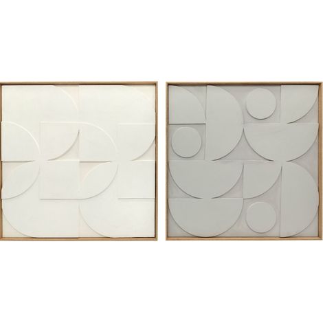 CHICFURN Decoración de pared geométrica 3D lote de 2 80 x 3,5 x 80 cm blanca para salón (1/5)