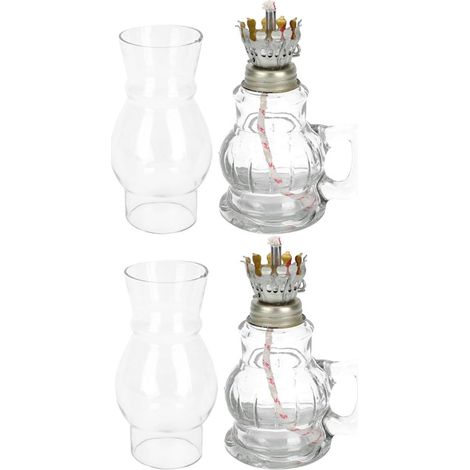 Lot de 2 Lampes à Pétrole en Verre Vintage Lampes à Huile Décoratives pour Usage Intérieur Lumière Huile de Kérosène pour Maison et Ambiance Rétro (1/5)