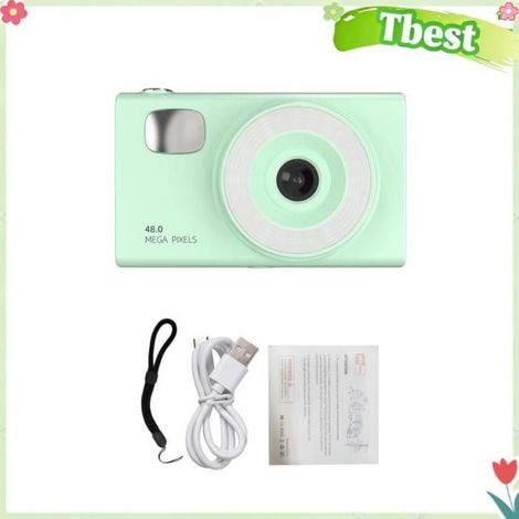 Tbest appareil photo numérique pour enfants Appareil photo numérique 1080P Caméra vidéo numérique 48MP optique camescope Vert (1/5)