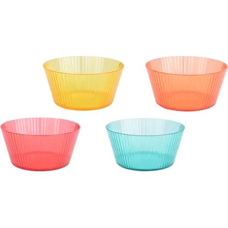 Cuenco reutilizable de rayas en relieve 800 ml, ø15 x 7 cm, colores surtidos, 4 uds