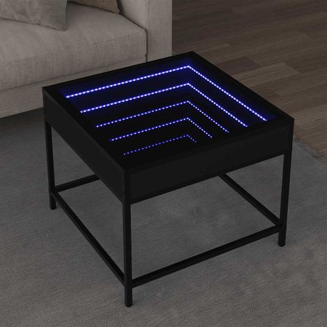 Couchtisch mit Infinity-LED Schwarz 50x50x41 cm