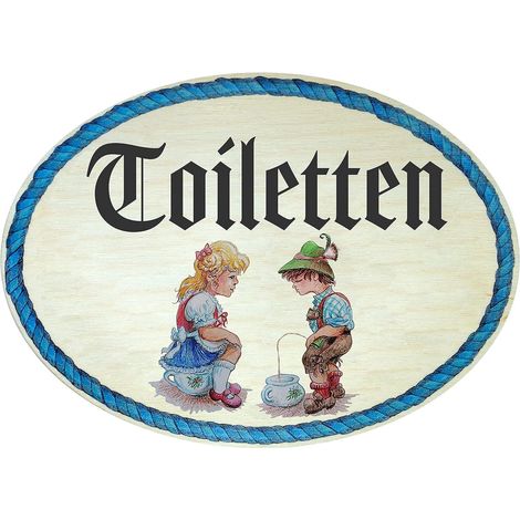 Idée cadeau - Plaque de porte décorative au design antique - Article de décoration pour toilettes (18 x 13 cm) (1/5)