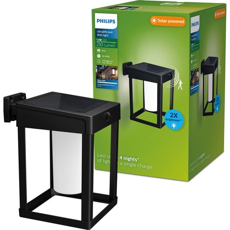 Applique murale solaire d'extérieur carrée, 1,4 W, 3000 K, noire, dépolie, détecteur de mouvement, IP44 résistante aux intempéries (1/5)