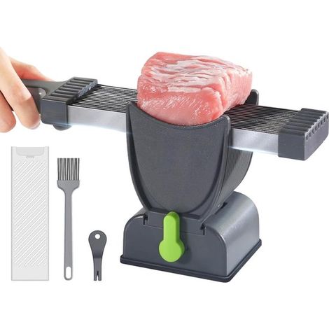 Cortadora de carne, Cortadora de carne para carne cruda fresca, Acero inoxidable, Grosor ajustable de 2 o 4 mm, cerdo y cordero cruda fresca (1/5)