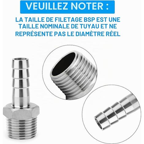 304 Stainless Steel Barbed End Fitting 16mm to 3/4" BSP Male Thread Compression Fitting for Water, Fuel, Air (1/3)