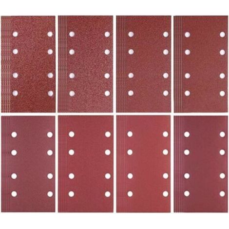 80 feuilles de papier abrasif 93 x 185 mm 8 trous de papier abrasif 40/60/80/120/180/240/320/400 pour ponceuse Bosch