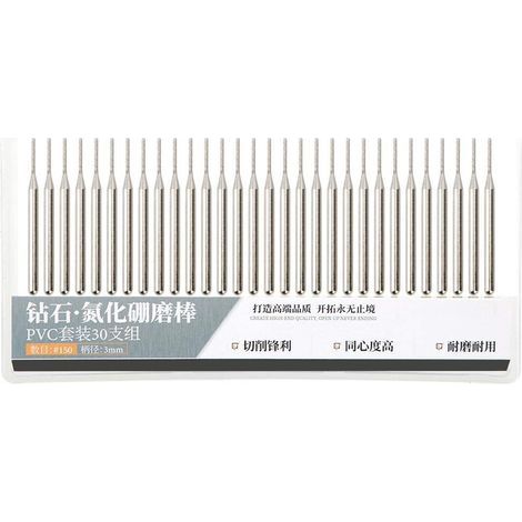 Aiguille de meulage, 30Pcs 1mm Set d'aiguilles de meulage Emery Cylindrique à tête Plate Accessoires de broyeur électrique 【Cadeau de Noël, Cadeau du Nouvel an】 (1/5)